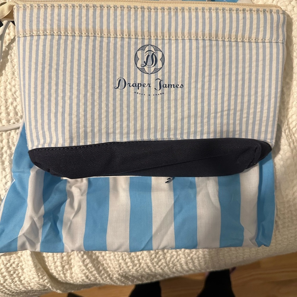 Draper James Blue and White Striped Makeup Bag - Picture 3 of 3
